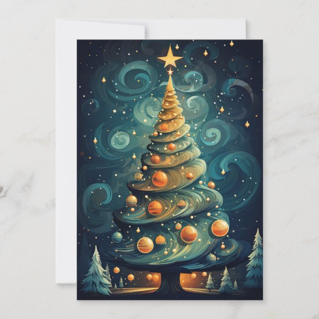 Cartes Pour Fêtes Annuelles Sapin de Noël stylisé  (Devant)