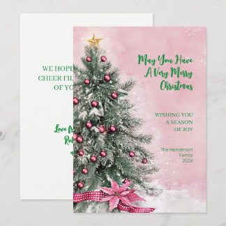 Cartes Pour Fêtes Annuelles Sapin de Noël sur fond rose