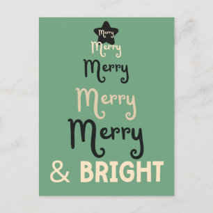Cartes Pour Fêtes Annuelles Sapin de Noël Vert Marine Rétro Joyeux et Lumineux