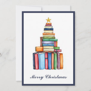 Cartes Pour Fêtes Annuelles Sapin de Noël vintage chic fait de livres