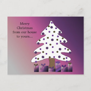 Cartes Pour Fêtes Annuelles Sapin de Noël Violet et Blanc