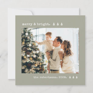 Cartes Pour Fêtes Annuelles Sapin de type Machine à écrire Merry & Bright Phot