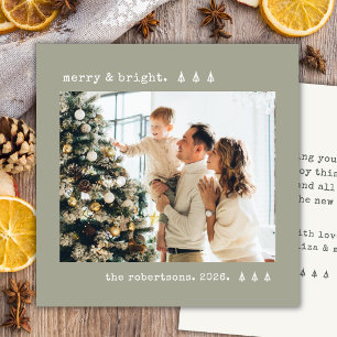 Cartes Pour Fêtes Annuelles Sapin de type Machine à écrire Merry & Bright Phot