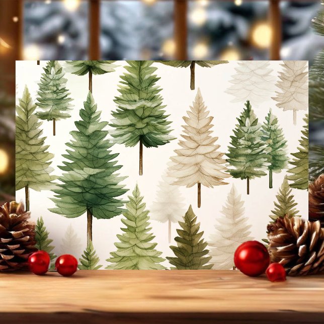 Cartes Pour Fêtes Annuelles Sapins de Noël à l'aquarelle (Créateur téléchargé)