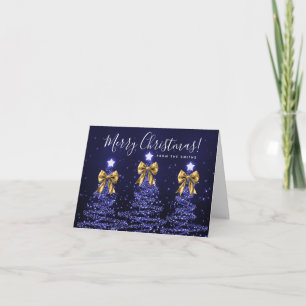 Cartes Pour Fêtes Annuelles Sapins de Noël Bleu Nuit des Fêtes Or