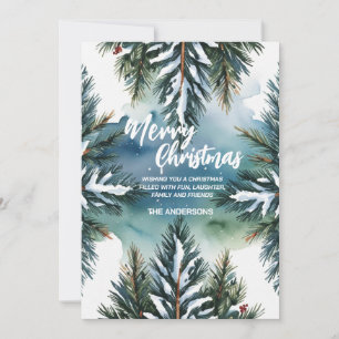 Cartes Pour Fêtes Annuelles Sapins de Noël bleus joyeux arbres de forêt de pin