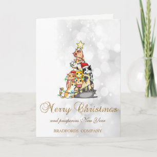 Cartes Pour Fêtes Annuelles Sapins de Noël élégants avec chats, Bokeh 