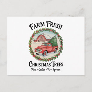 Cartes Pour Fêtes Annuelles Sapins de Noël frais de la ferme vieux camion roug