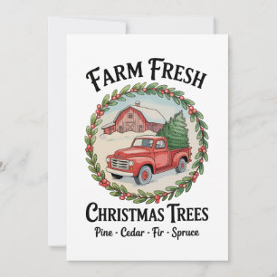 Cartes Pour Fêtes Annuelles Sapins de Noël frais de la ferme vieux camion roug