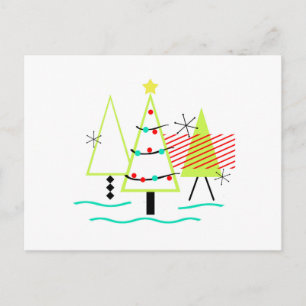 Cartes Pour Fêtes Annuelles sapins de noël rétro modernes du milieu du siècle