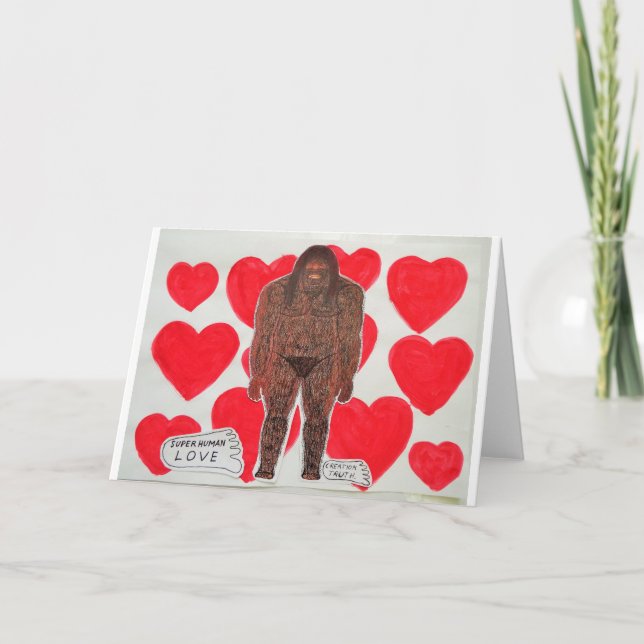 Cartes Pour Fêtes Annuelles Sasquatch-amour-coeurs (Devant)