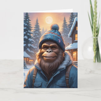 Cartes Pour Fêtes Annuelles Sasquatch avec un bonnet