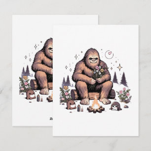 Cartes Pour Fêtes Annuelles Sasquatch Holding Flowers