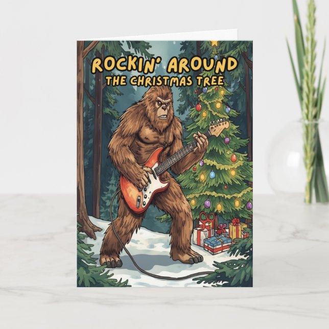 Cartes Pour Fêtes Annuelles Sasquatch Rockin’ Around the Christmas Tree  (Devant)
