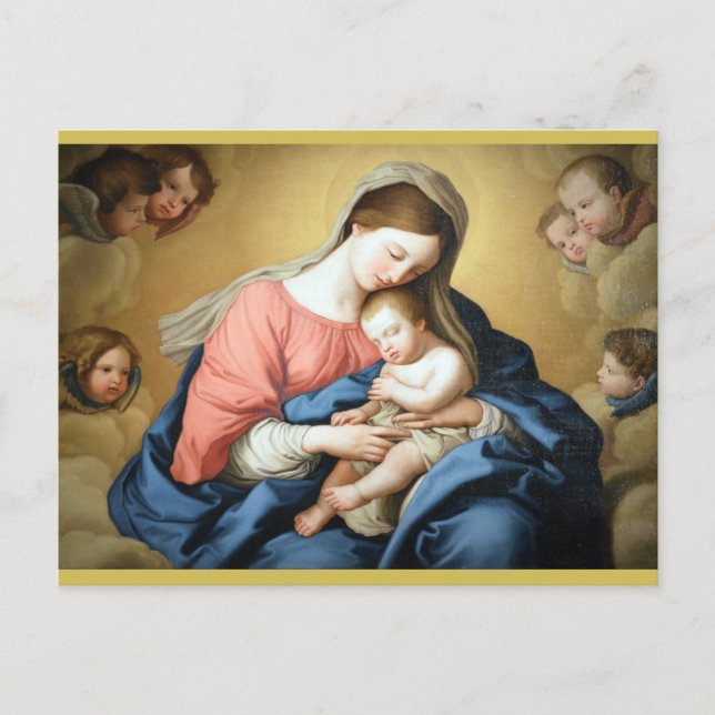 Cartes Pour Fêtes Annuelles Sassoferrato Madonna et l'enfant avec les anges de (Devant)