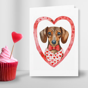 Cartes Pour Fêtes Annuelles Saucisse Chien Valentines Jour Aquarelle Personnal