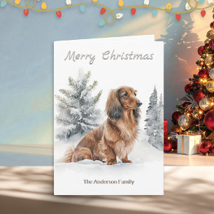 Cartes Pour Fêtes Annuelles Saucisson de Dachshund à Poils Longs Joyeux Noël