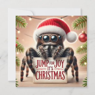 Cartes Pour Fêtes Annuelles Sauter pour la joie C'est Noël mignon Jumping Spid