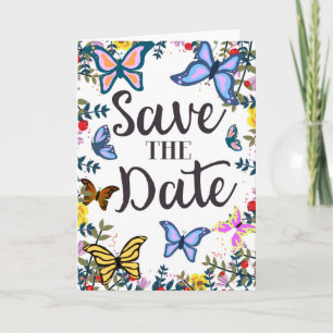 Cartes Pour Fêtes Annuelles Sauvegarder la Date Papillons Vintage.