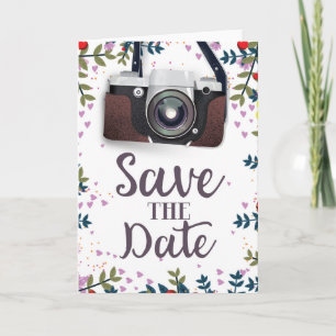 Cartes Pour Fêtes Annuelles Sauver la date Appareil photo vintage