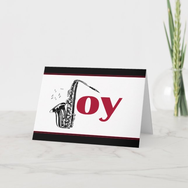 Cartes Pour Fêtes Annuelles Saxophone Joy Noir Rouge (Devant)