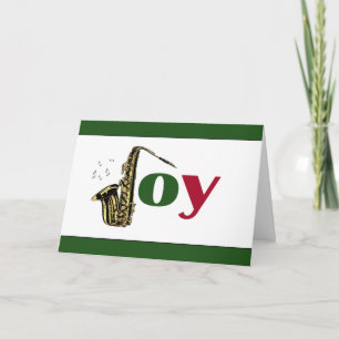 Cartes Pour Fêtes Annuelles Saxophone Joy Red Green