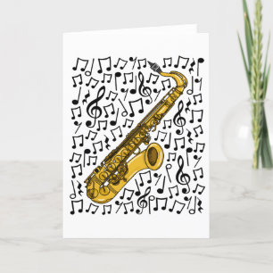 Cartes Pour Fêtes Annuelles Saxophone Musical Notes, Saxophoniste professeur d