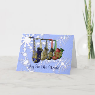 Cartes Pour Fêtes Annuelles Saxophones colorés Design des lacs de neige