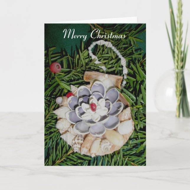 Cartes Pour Fêtes Annuelles Scallop Shell Ornament Merry Christmas Card (Devant)