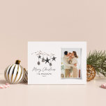 Cartes Pour Fêtes Annuelles Scandi moderne noir élégant script photo de Noël<br><div class="desc">Noir moderne élégante aquarelle rustique beige naturel Scandinave contemporaine teintes muettes beige,  noir et blanc carte de Noël de vacances photo.</div>