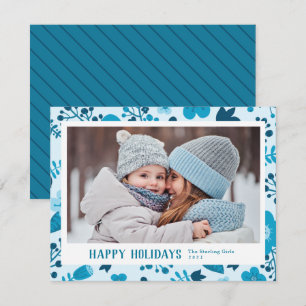 Cartes Pour Fêtes Annuelles Scandi Style Mod Bleu Famille Photo