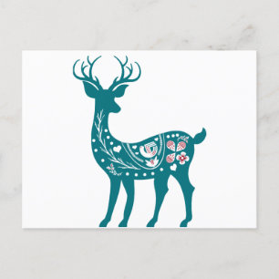 Cartes Pour Fêtes Annuelles Scandia Noël Rouge et Bleu Nordic Deer Scandia