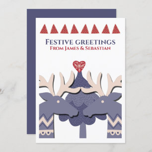 Cartes Pour Fêtes Annuelles Scandinave Deux Hommes Reindeer Gay Personnalisé