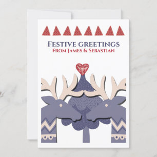 Cartes Pour Fêtes Annuelles Scandinave Deux Renne Mâles Gay Personnalisé