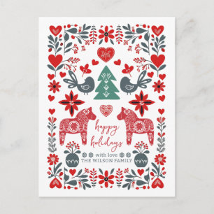 Cartes Pour Fêtes Annuelles Scandinave Nordique Art populaire Fable Noël 