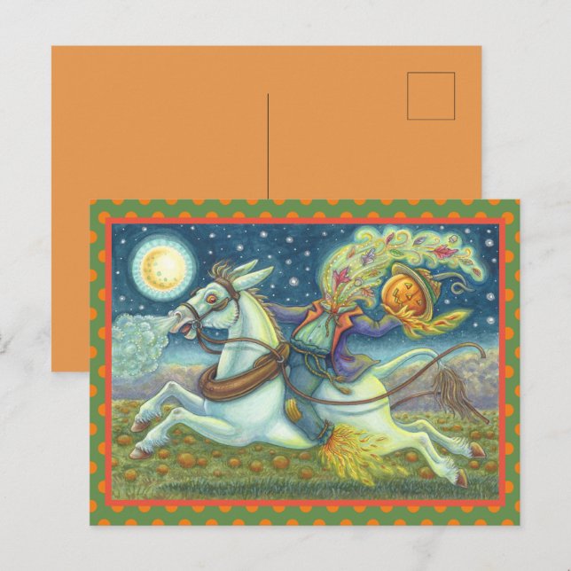 CARTES POUR FÊTES ANNUELLES SCARECROW HORSEMAN SANS TÊTE (Devant / Derrière)
