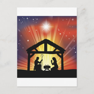 Cartes Pour Fêtes Annuelles Scène chrétienne traditionnelle de la Nativité de