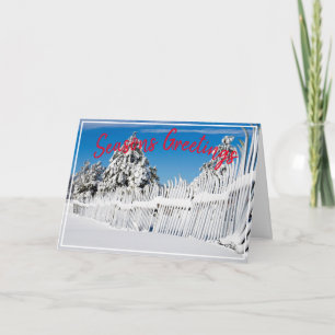 Cartes Pour Fêtes Annuelles Scène de clôture de ski sur neige Photo personnali