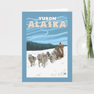 Cartes Pour Fêtes Annuelles Scène de couture de chien - Yukon, Alaska