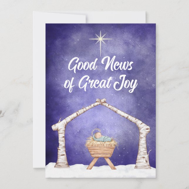 Cartes Pour Fêtes Annuelles Scène de crèche rustique avec photo au verso (Devant)