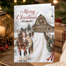 Scène de grange de Noël pour amoureux des chevaux