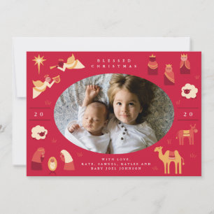 Cartes Pour Fêtes Annuelles Scène de la crèche mignonne