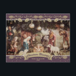 Cartes Pour Fêtes Annuelles Scène de la crèche violette Christian Christmas Ph<br><div class="desc">Célébrez les fêtes avec cette carte postale de Noël religieuse violette qui met en vedette la crèche.</div>