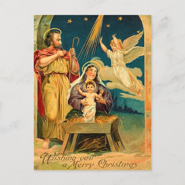 Cartes Pour Fêtes Annuelles Scène de la Nativité de Noël (Devant)
