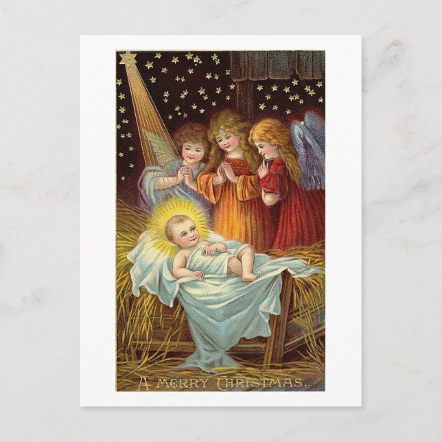 Cartes Pour Fêtes Annuelles Scène de la Nativité de Noël (Devant)