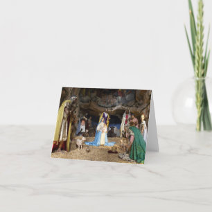 Cartes Pour Fêtes Annuelles Scène de la Nativité de Noël antique
