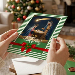 Cartes Pour Fêtes Annuelles Scène de la Nativité de Noël avec l'Enfant Jésus d
