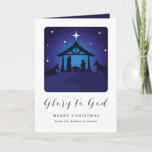 Cartes Pour Fêtes Annuelles Scène de la Nativité de Noël Gloire à Dieu