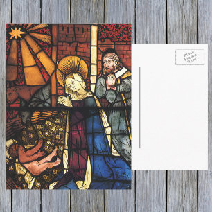 Cartes Pour Fêtes Annuelles Scène de la Nativité de Noël Vintage en Verre