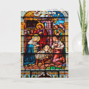Cartes Pour Fêtes Annuelles Scène de la Nativité Jésus en verre tendu